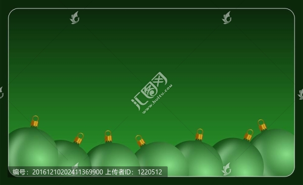 綠色背景圣誕球圣誕賀卡