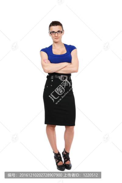 女商人在全身白色；