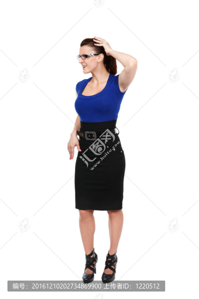 女商人在全身白色；