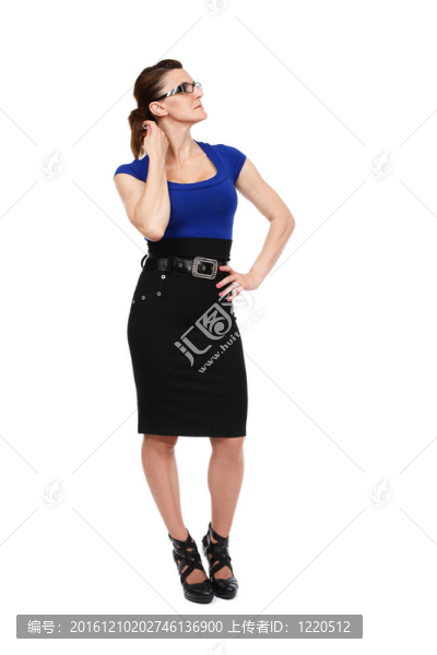 女商人在全身白色；