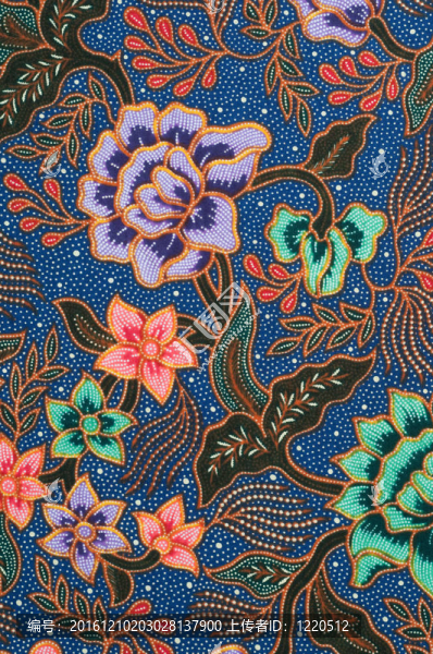 藍(lán)色蠟染用薰衣草和Green,Flowers