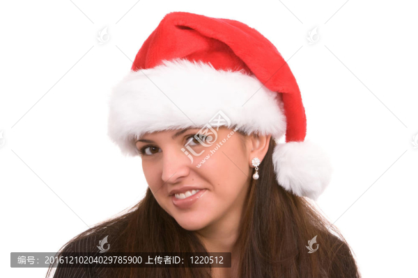 穿Santa,Hat的女孩