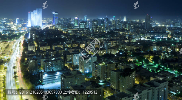 夜晚的特拉維夫天際線