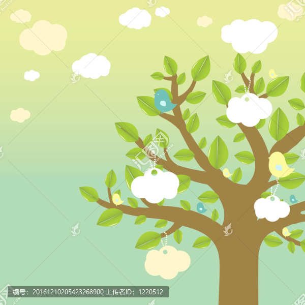 卡通樹鳥