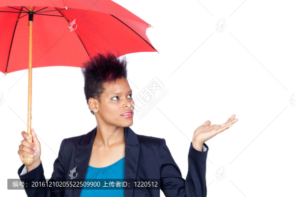 帶雨傘的非洲女孩