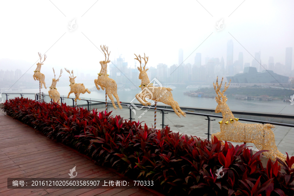 露臺(tái)節(jié)日裝飾,鹿,燈飾