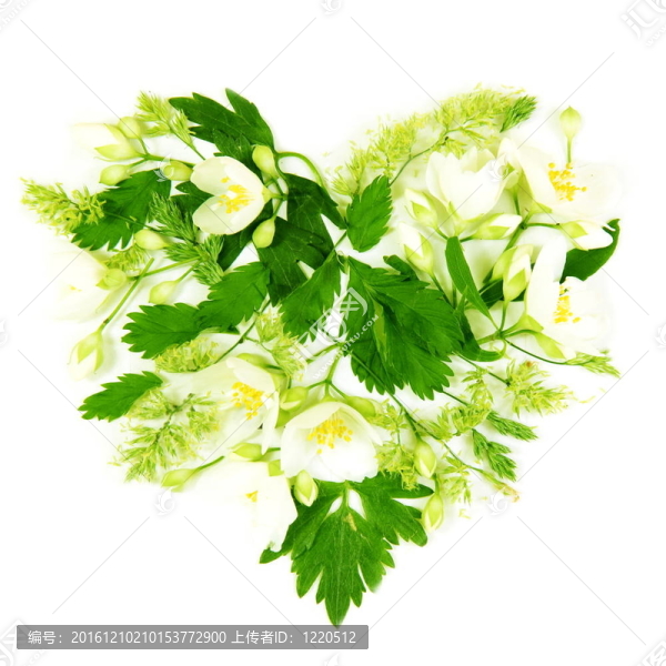 Flowers和樹葉做成的心