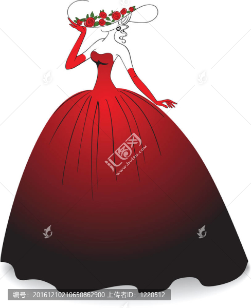 穿紅色衣服和手套的女士