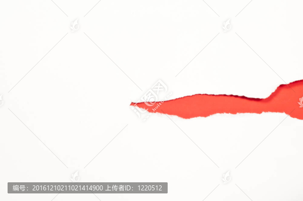 紅色背景撕下的白紙