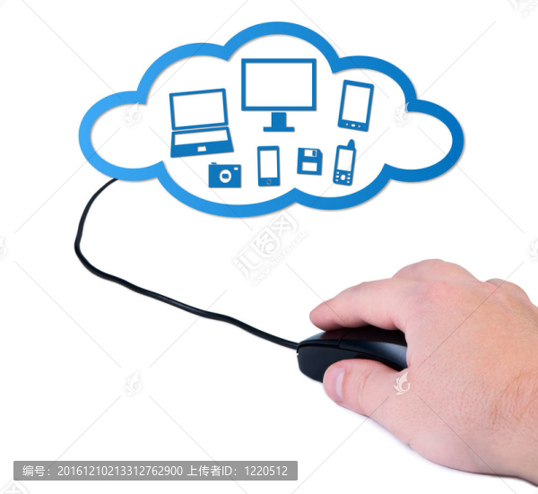 用鼠標(biāo)計算電腦云概念。