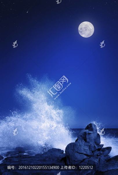 晚上，Moon和海景