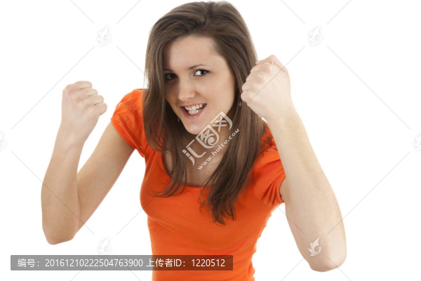 他年輕的長頭發(fā)的女人在白色的背景