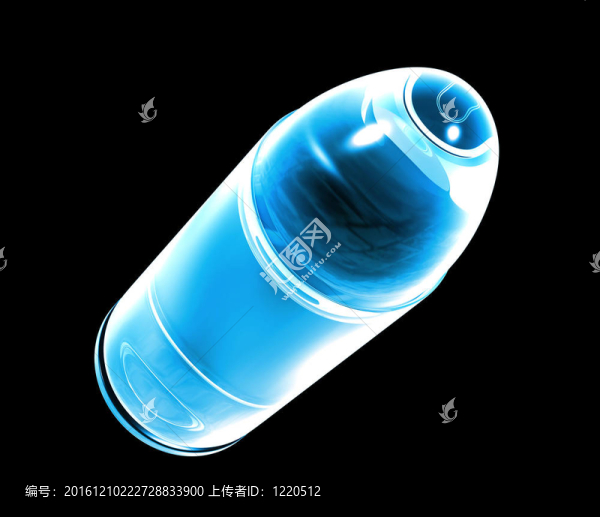 由藍(lán)色玻璃制成的3D子彈