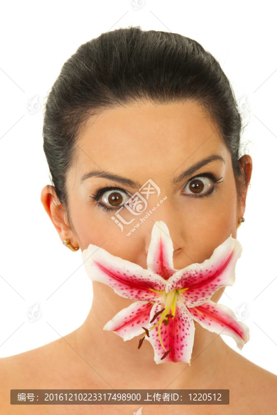 花嘴驚訝的女人