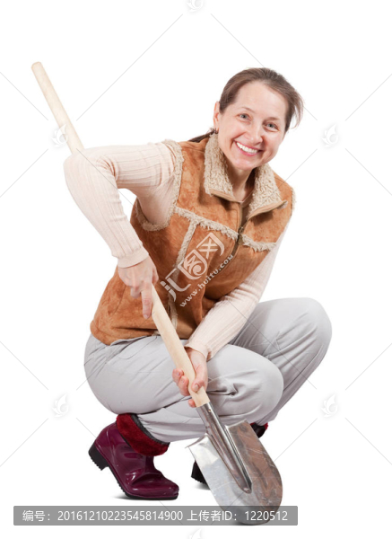 女人用鏟子鏟