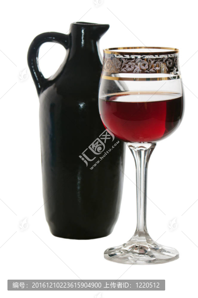 葡萄酒和一杯紅葡萄酒黑壺