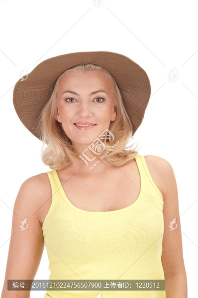 美麗的金發(fā)女人在帽子