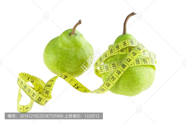 帶測量帶的成熟綠梨