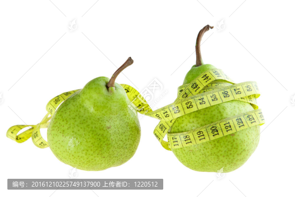 帶測量帶的成熟綠梨