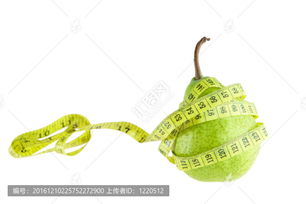 帶測量帶的成熟綠梨