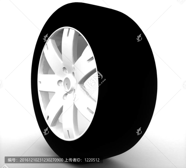 3D車輪上的白色背景隔離