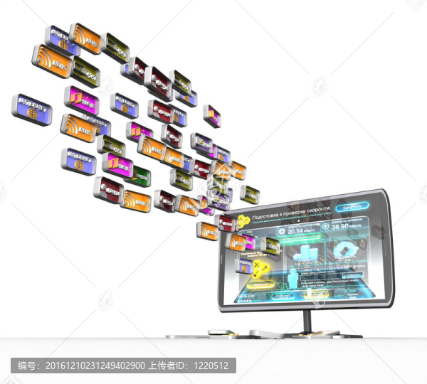3D電視和社會媒體圖標(biāo)的白色背景隔離