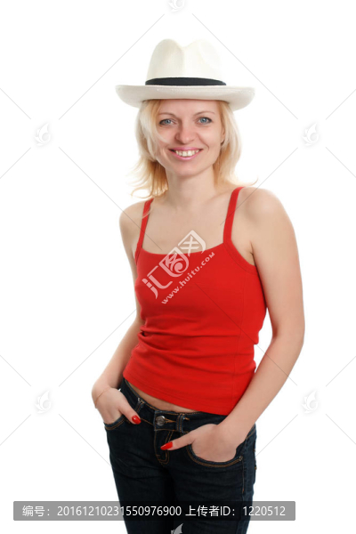 戴著白帽的微笑女人