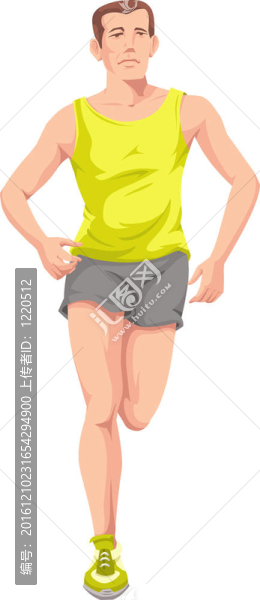 男人；跑步；色彩插圖