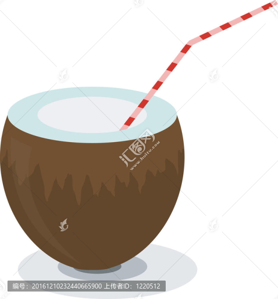椰子和雞尾酒的吸管插圖