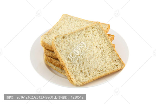 白底麥面包碟前堆。