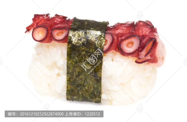日本壽司與肉章魚(yú)在白色背景