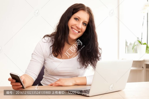 手上有手機(jī)的女人