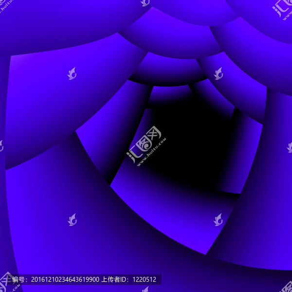 一個抽象的隧道是明亮的深藍色的光去黑暗