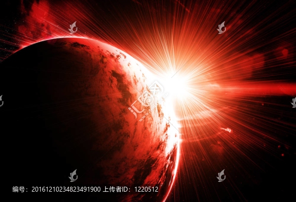 紅色行星與太陽的閃光