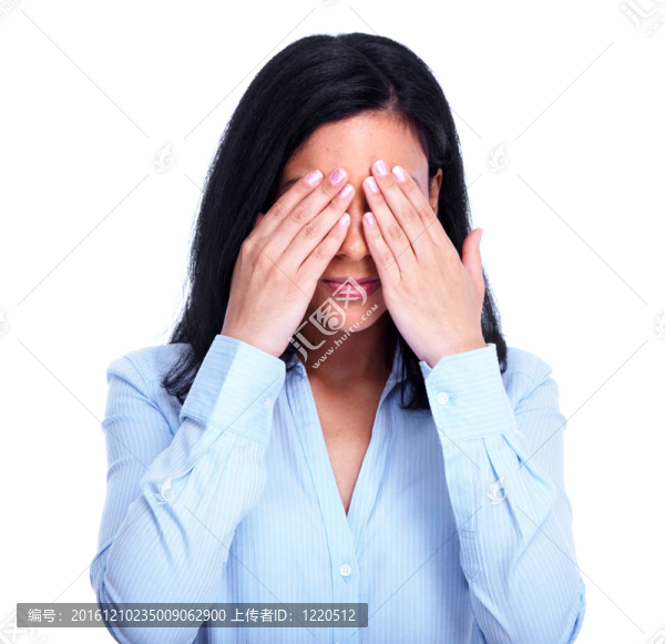 年輕害羞的女人隱藏你的臉。