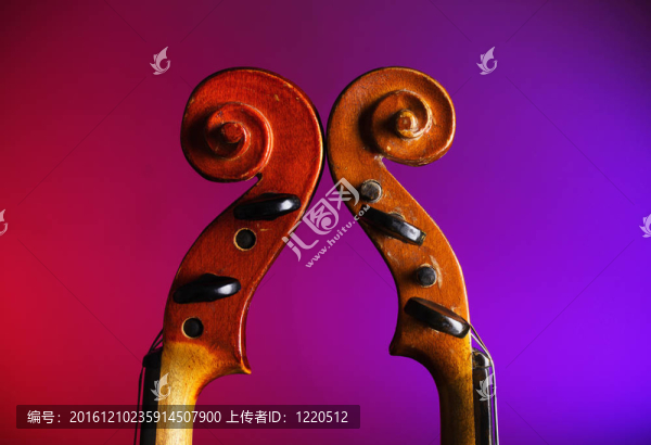 兩個(gè)老式小提琴卷軸