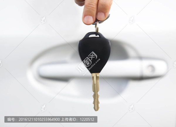 汽車車門前握車鑰匙