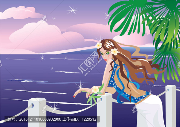 熱帶海邊的女孩