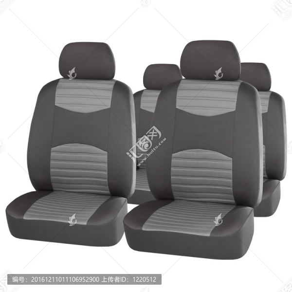 一套白色的灰色汽車座椅