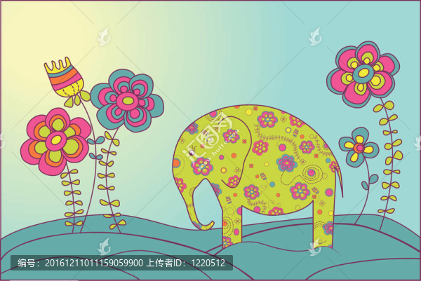 大象與花