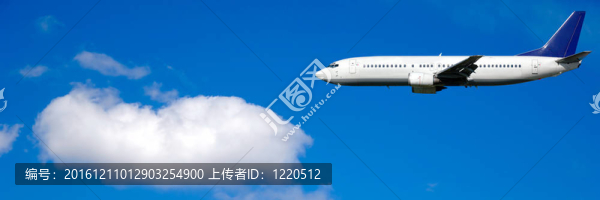 空中旅行-藍(lán)天上的飛機(jī)和云