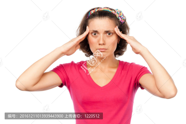 疲憊的漂亮女孩頭痛