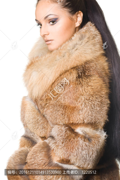 穿著毛皮大衣的漂亮女人
