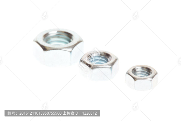 白色螺栓上的螺母和螺栓