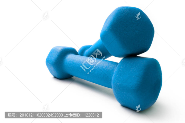 在白色背景上的藍(lán)色啞鈴