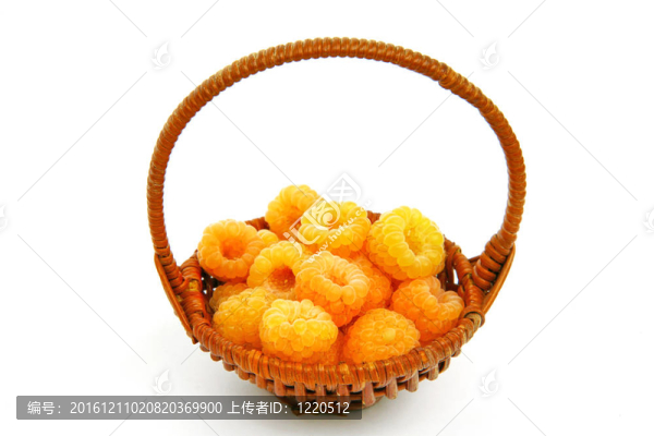 黃色的覆盆子白底足籃