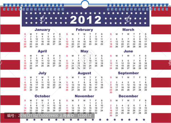 美國日歷2012