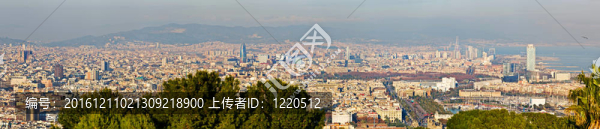 鳥瞰全景巴塞羅那Montjuic
