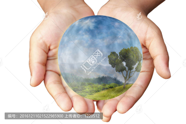 手與地球。環(huán)保理念。