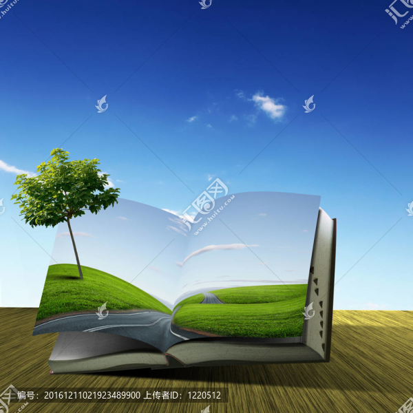 里面有綠色景觀的書